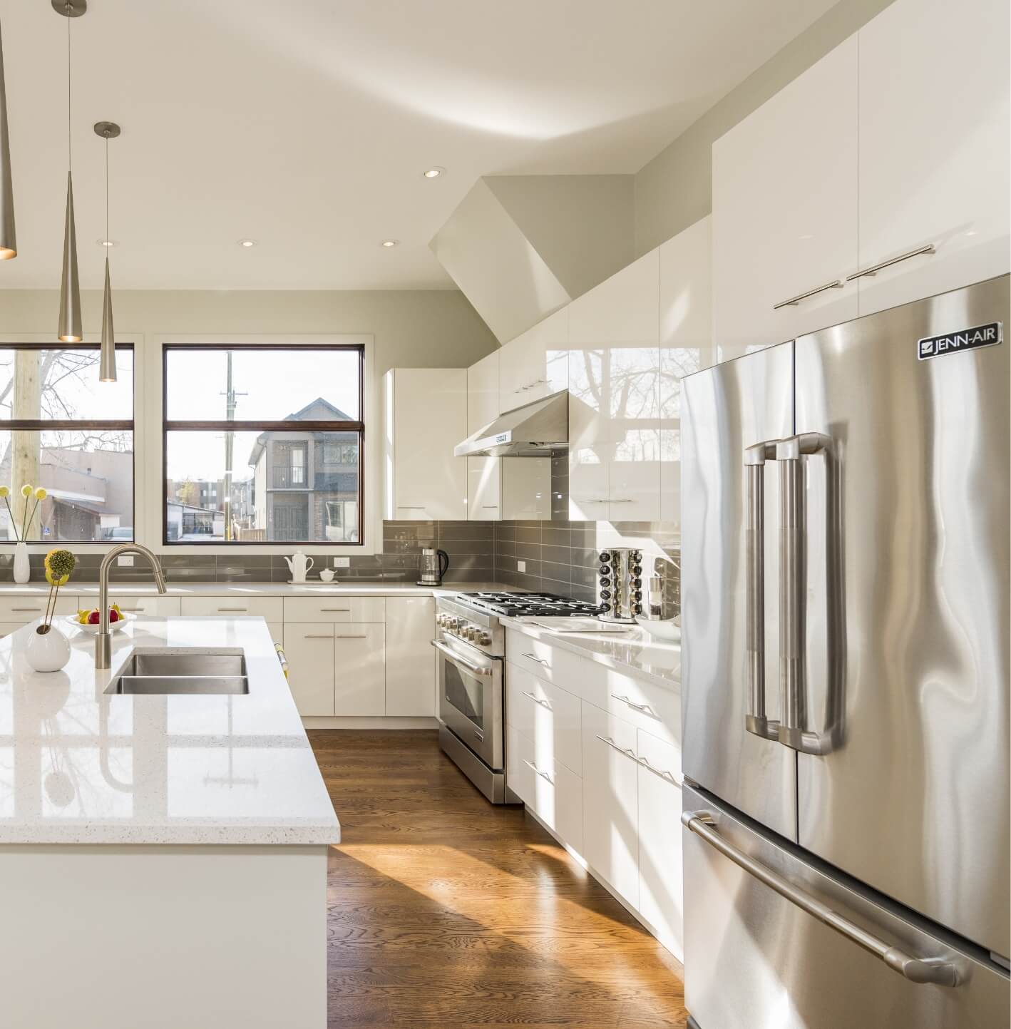 Simple Kitchen Remodel with White Cabinets and Modern Hardware